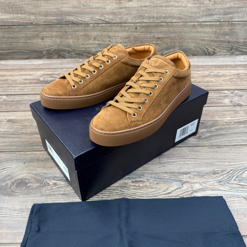 Ralph Lauren Purple Label Mens 8.5 Severn RL Sneakers Cacao Calf Suede Italy NEW